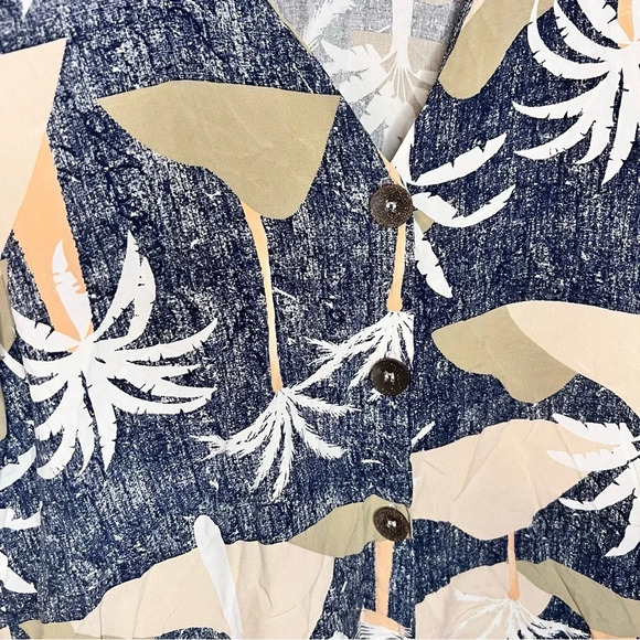 Topmart Neutral Palm Tree Puffed Sleeve Button Down Dress, Women’s Size Large - Picture 6 of 8